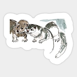 American mink watercolor Sticker